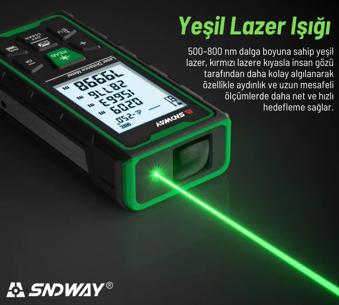 yeşil lazer ışıklı lazermetre