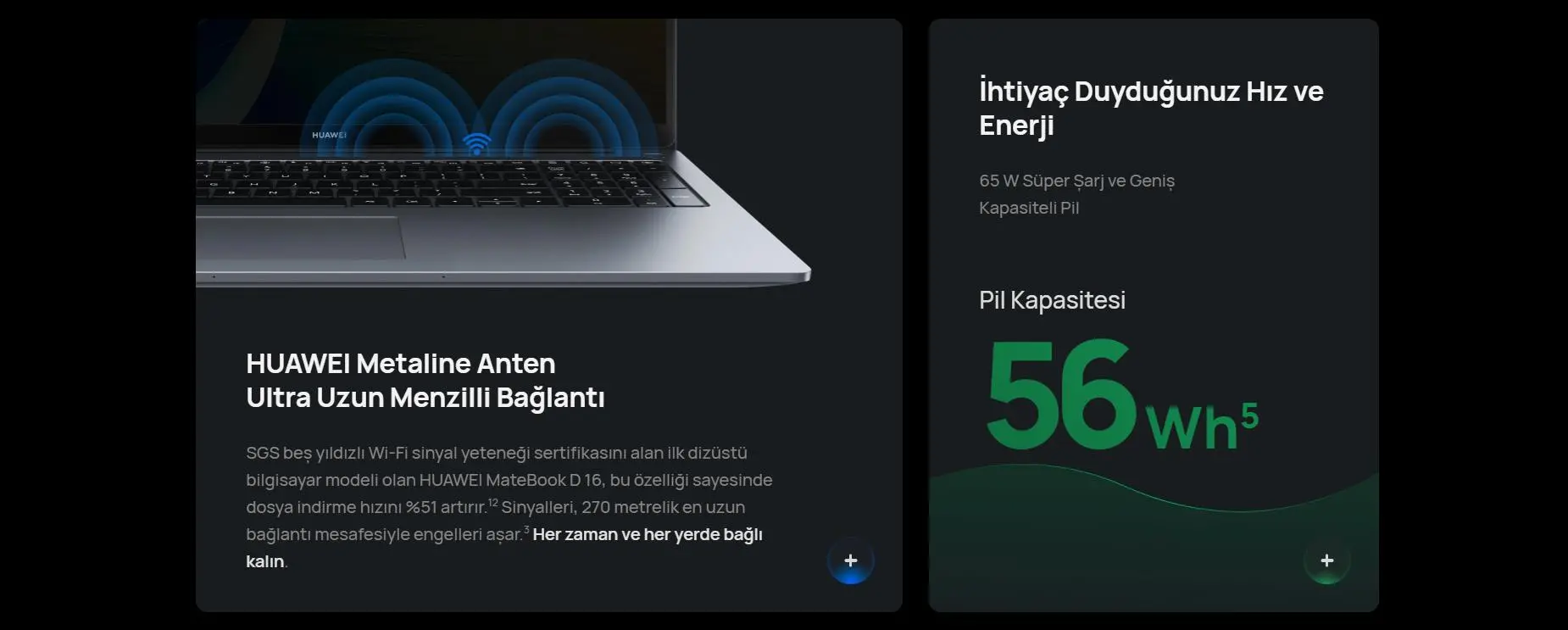 Huawei MateBook D16 Parmak İzi Okuyucu