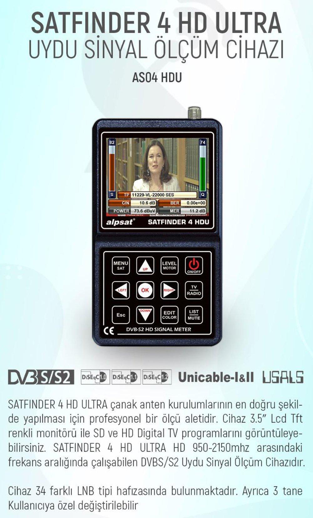 Satfinder 4 AS04-HDU Hd Ultra 3.5'' Lcd Ekranlı Uydu Yön Bulucu