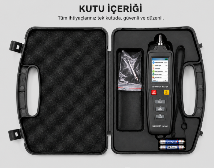 WT63C Vibrasyon Titreşim Ölçer Kutu İçeriği