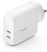 Belkin 40W (20W + 20W) İki Bağlantı Noktalı USB -C PD Duvar Şarj Cihazı | iPhone Serisi için Hızlı Şarj (16, 16...