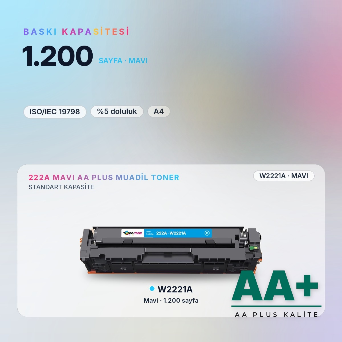 W2221A Mavi Muadil Toner baskı kapasitesi