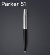 Parker 51 tükenmez kalem | siyah gövde krom kaplamalı | orta uçlu siyah mürekkep yedeği ile