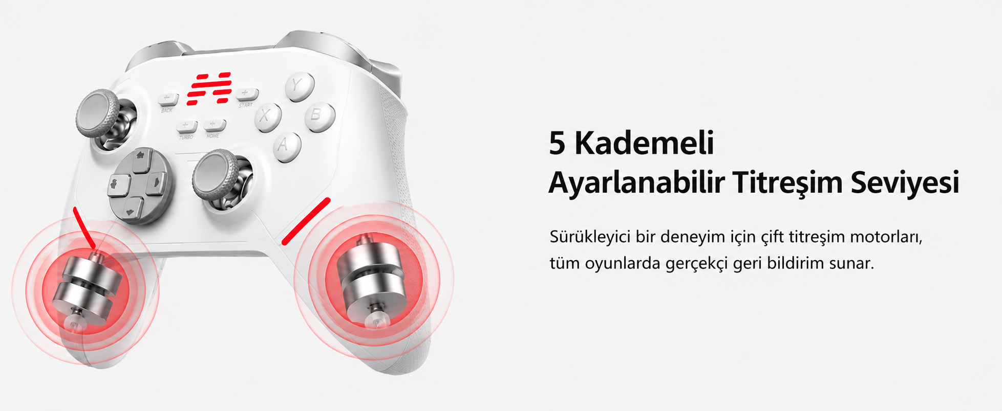 BEITONG KP20 TMR Kablosuz Beyaz Gamepad (2.4G, Bluetooth, Kablolu)