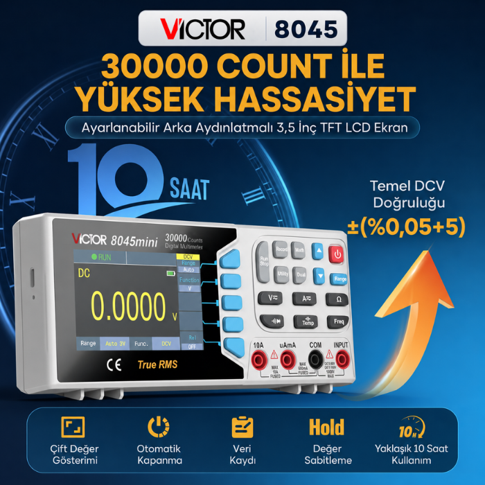 Victor 8045 30000 count renkli ekranlı masaüstü multimetre