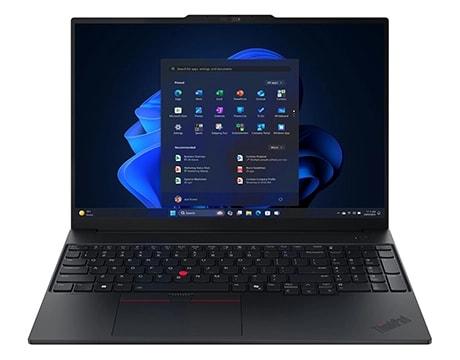 Lenovo ThinkPad E16 Gen 3 (16" Intel) dizüstü bilgisayar, etkileyici görsel deneyim için hassas renk doğruluğu ve netliği ile yüksek çözünürlüklü ekrana sahiptir.