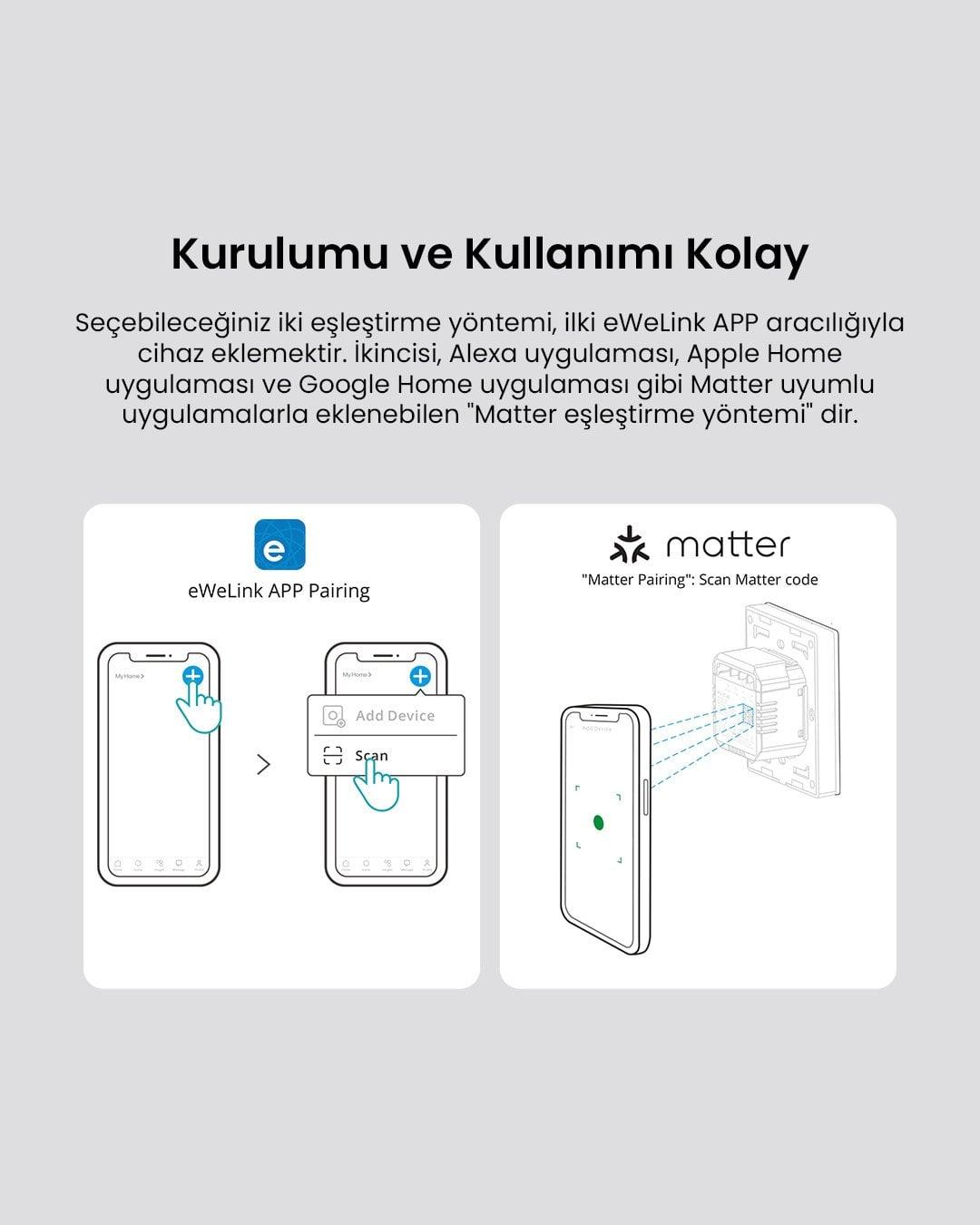 SONOFF M5 Matter Koyu Gri Akıllı Duvar Anahtarı