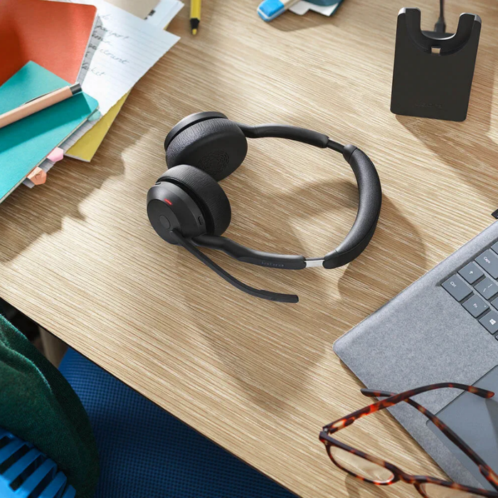 Jabra Evolve2 55 Duo Link380a Ms Şarz Standlı Kablosuz Kulak Üstü Kulaklık