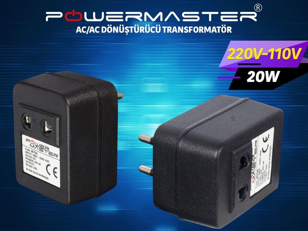 Powermaster 220V-110V 20VA ACAC Dönüştürücü Oto Transformatör