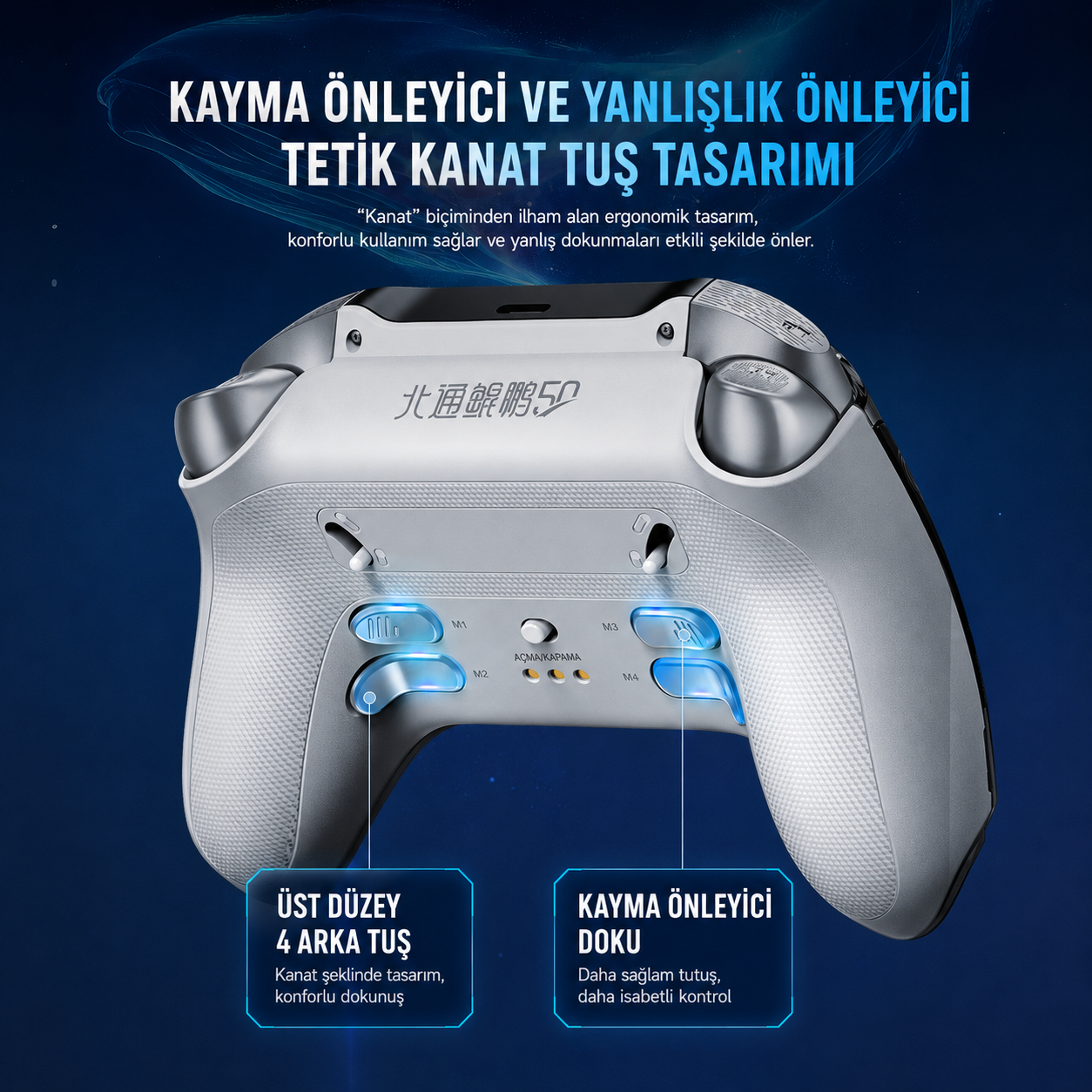 BEITONG KP50 Kablosuz Beyaz Gamepad (2.4G, Bluetooth, Kablolu)