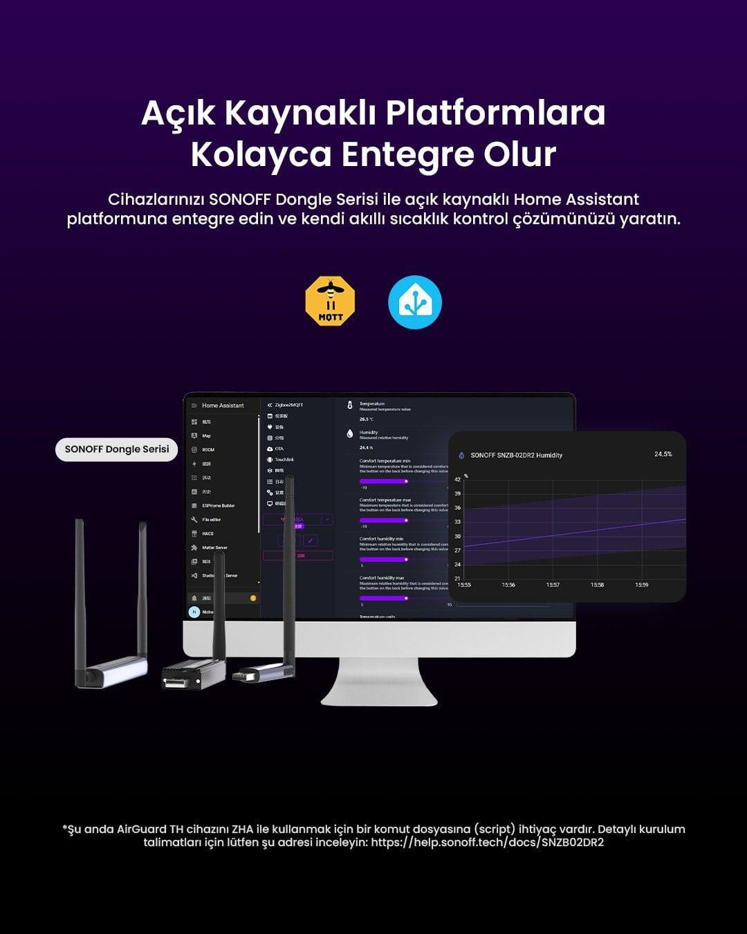 SONOFF AirGuard LCD Ekranlı Zigbee Akıllı Sıcaklık ve Nem Sensörü | SNZB-02DR2