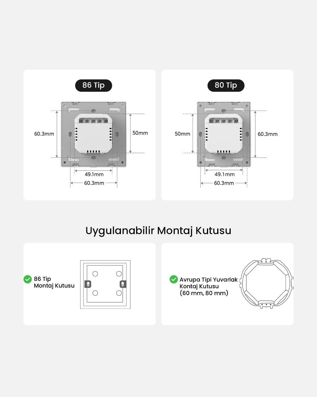 ZBM5-3c-86w ZigBee Akıllı Duvar Anahtarı Nötr ve Nötrsüz Uyumlu