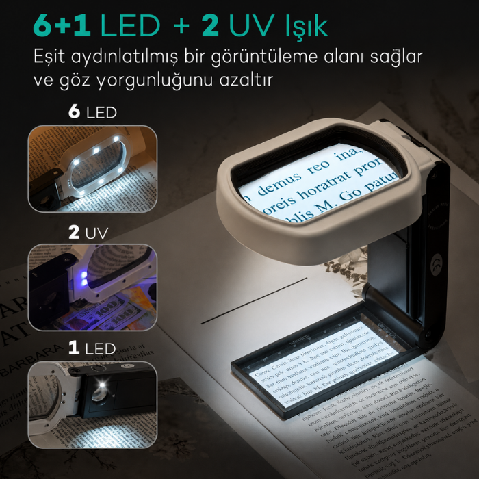 7018FX Katlanabilir ve El Tipi Işıklı Büyüteç