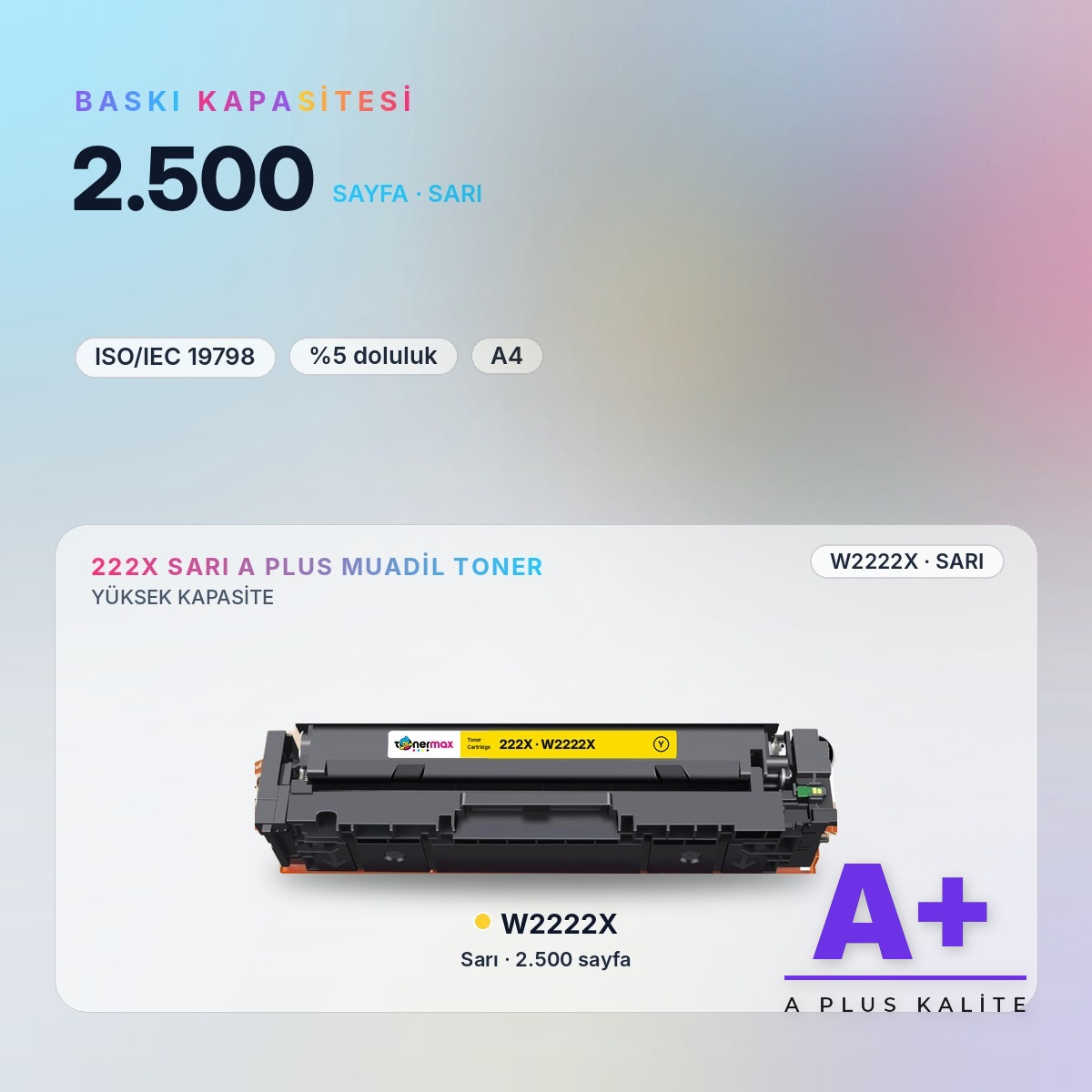 W2222X Sarı Muadil Toner baskı kapasitesi