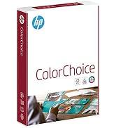 Beyaz ve kırmızı tasarımlı HP ColorChoice yazıcı kağıdı paketi, kapak üzerine örnek fotoğraflar basılıdır.