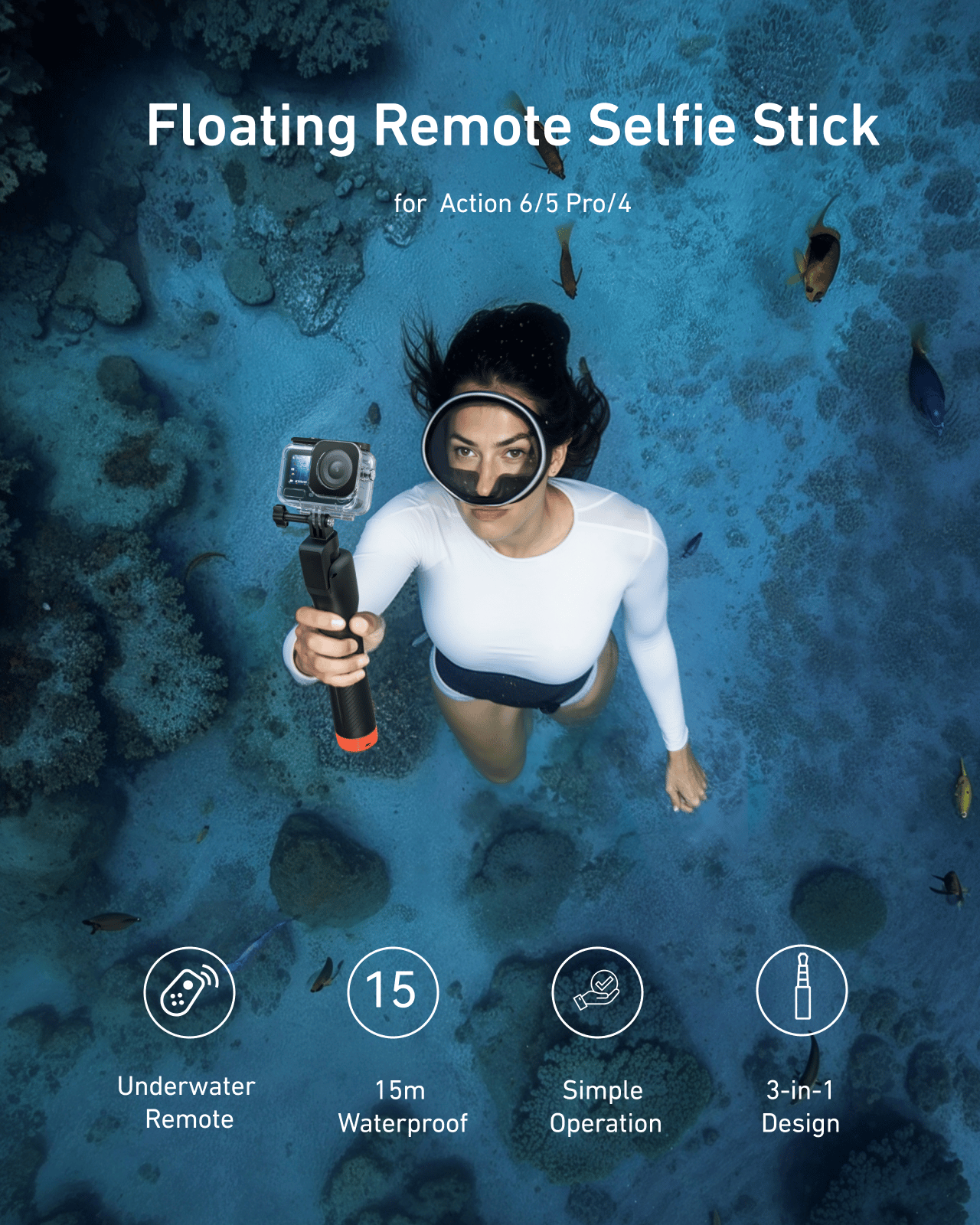 Telesin Osmo Action 6 Floating Remote Selfie Stick