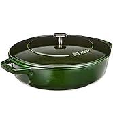 STAUB dökme demir kızartma tavası, kapakta damla yapısı, yuvarlak 28 cm, 3,7 l, fesleğen yeşili