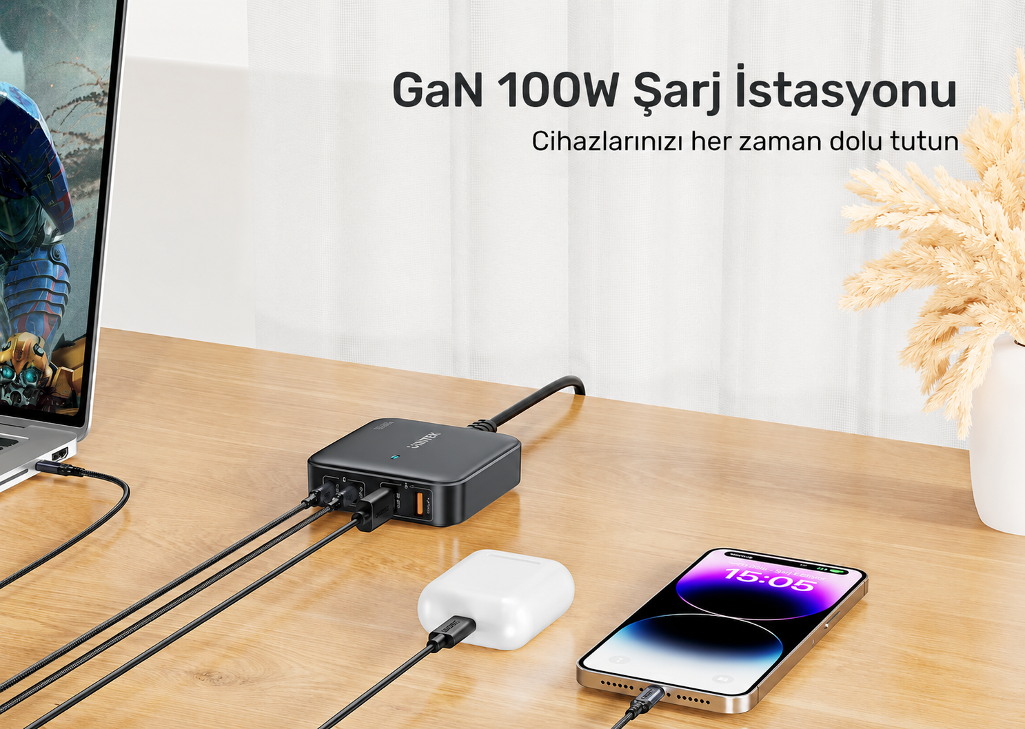 Unitek 100W Masaüstü Şarj İstasyonu Siyah