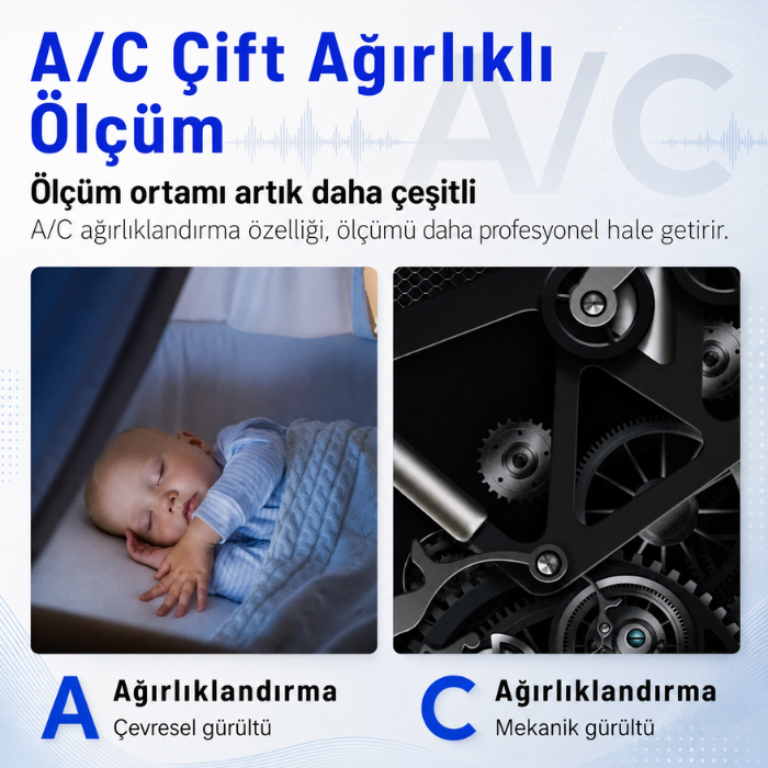 FDM-02 Renkli Göstergeli Desibel Ölçer Çift Ağırlıklı Ölçüm