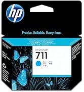 Yazılarda "HP 711" yazar ve her seferinde güvenilirlik yazar. HP 711 Camgöbeği Mürekkep Kartuşu, siyah pakette, camgöbeği şeritli ve ürün özellikleri görünür.