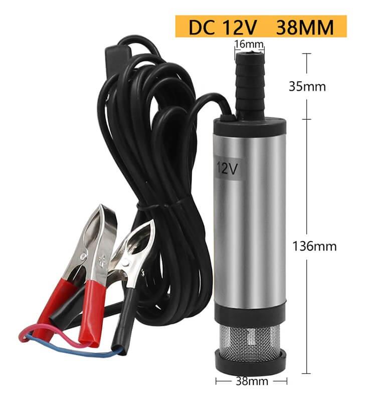 12 Volt Dc Mazot, Yağ Pompası Ölçüler 38mm