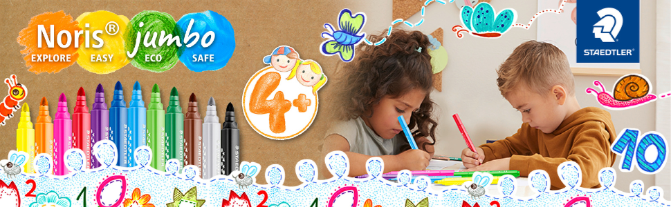 Noris, Staedtler çocuklar, yazma, 4+,4, dört, dört, keçeli boya, kalın, renkli, anaokulu, okul öncesi