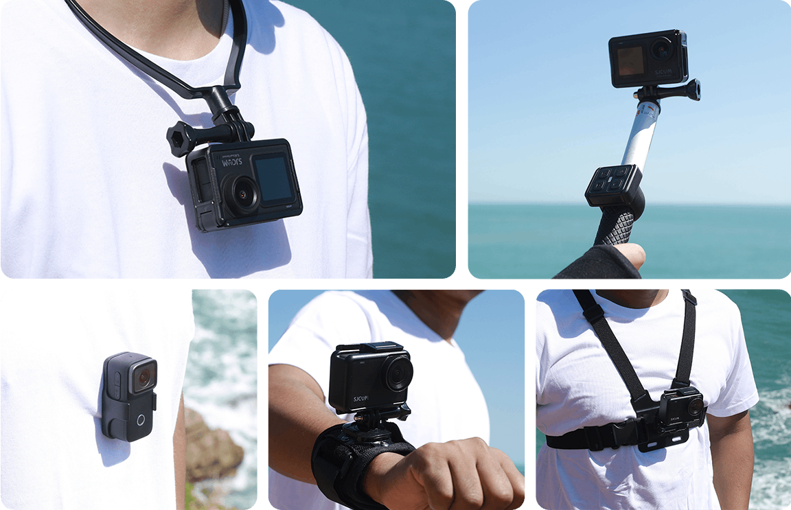 SJCAM SJ4000 Air çeşitli aksesuarlar ve montaj seçenekleri
