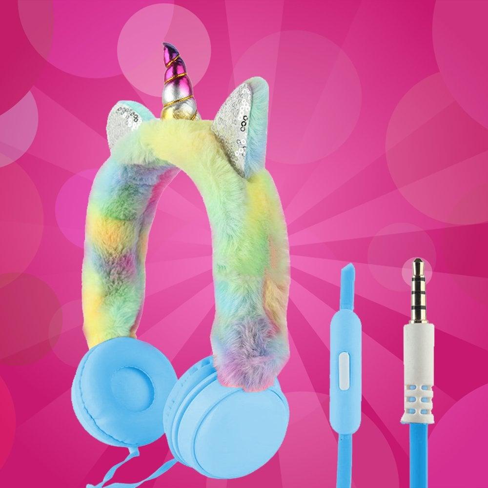3.5 Mm Jack Kablolu Peluş Unicorn Tasarım Kulaküstü Kulaklık