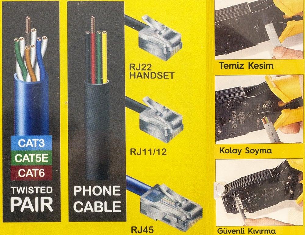 Powermaster YK-2008 RJ11-RJ12-RJ22-RJ45 Sıkma Pensesi