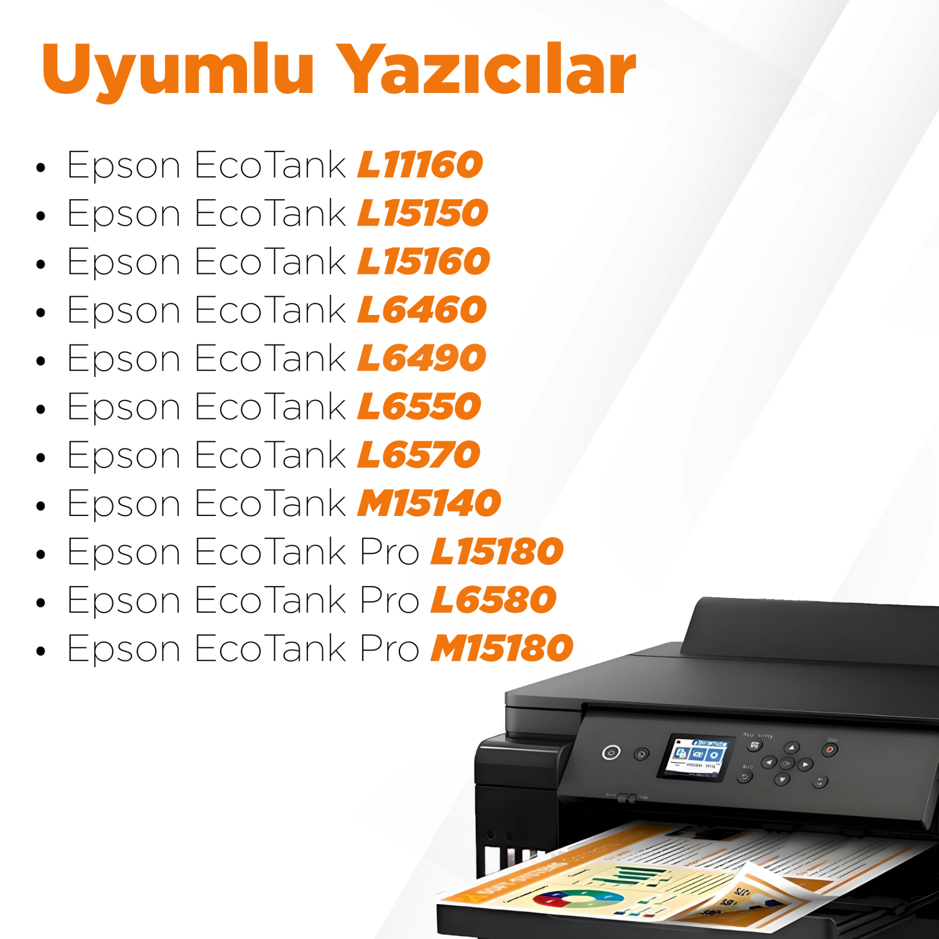 Epson T112 Muadil Mürekkep / L11160 / L15150 / L15160 / L6460 / L6490 / L6+550 / L6570 / M15140 / L15180 / L6580