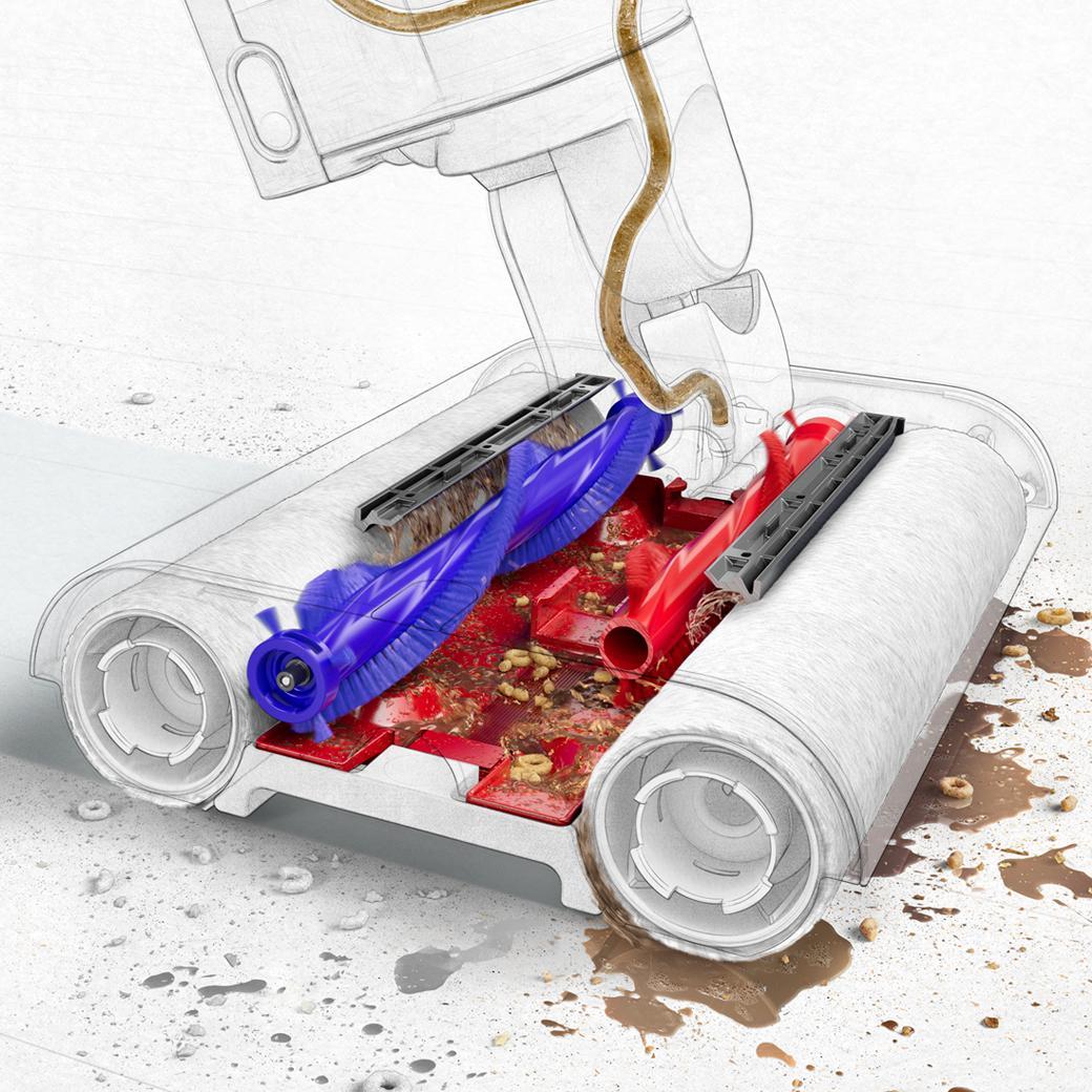 Atık ayrıştırma sisteminin yakından kesit görünümü.