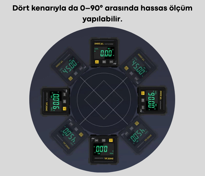 loyka 5521 dijital eğim ölçer tüm yüzeyler ile ölçüm