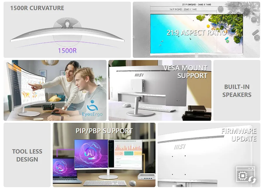 Vesa Mount Desteği - Aletsiz Tasarım - Dahili Hoparlör - Firmware Güncellemeleri
