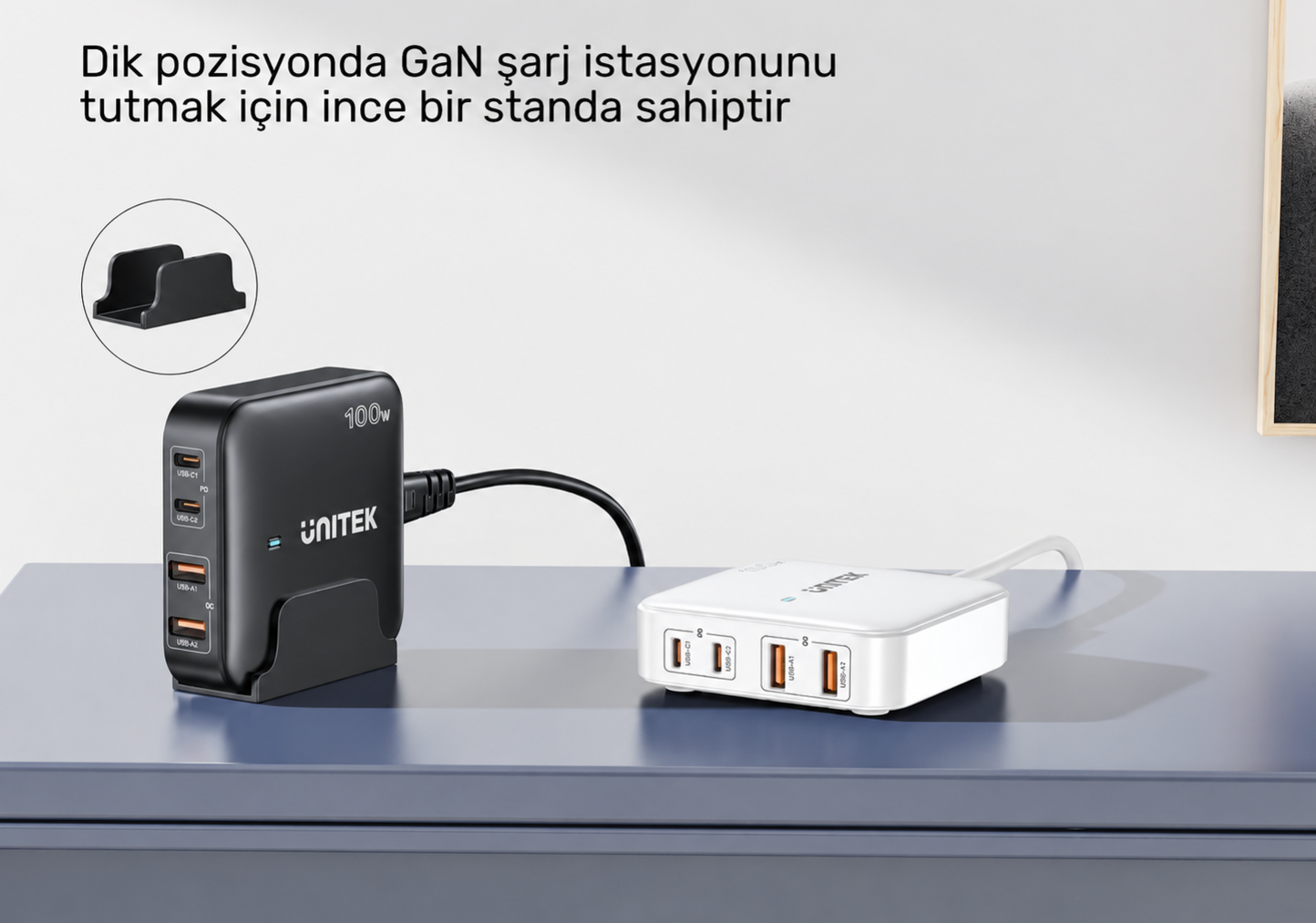 Unitek 100W Masaüstü Şarj İstasyonu Siyah
