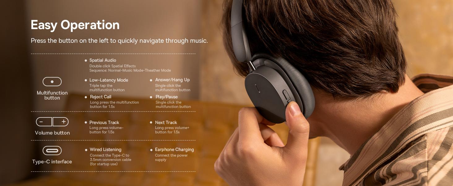 BASEUS Bowie D05 Kablosuz Bluetooth Kulaklık Katlanabilir HiFi Stereo Müzik Kulaklığı