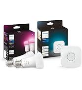 Perakende ambalajlarını, ayrı beyaz akıllı ampulleri ve gradyan arka planlarda köprüleri gösteren Philips akıllı aydınlatma ürünleri kutusu ve bileşenleri koleksiyonu.