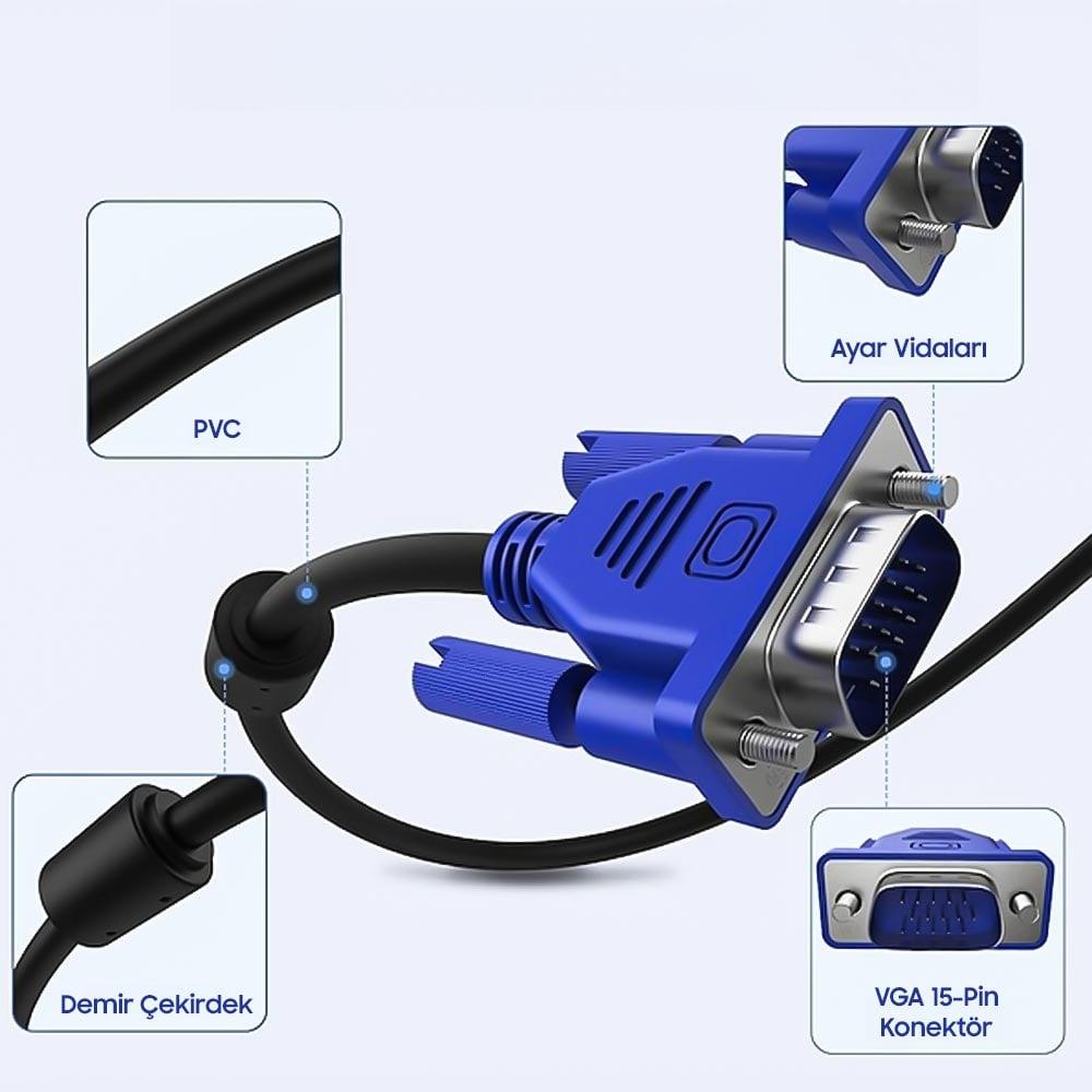 Powermaster PM-5996 15 Pin Erkek/Erkek 1.5 Metre VGA Kablo