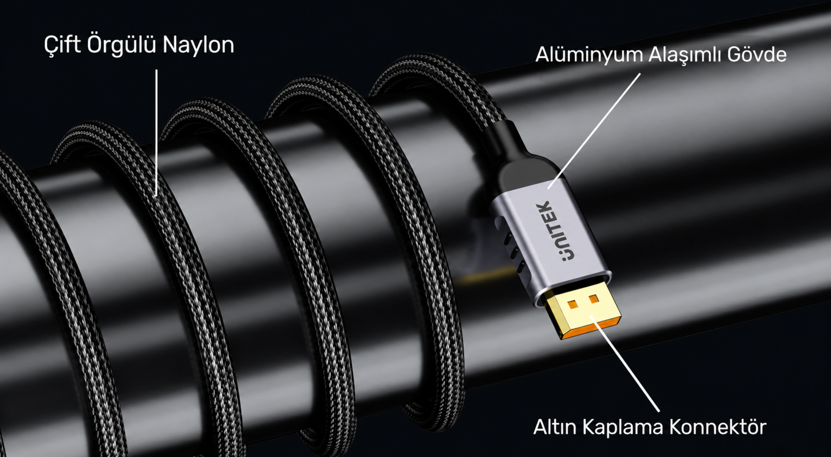 Unitek Displayport Kablo v2.1 16K 2Mt C1626GY01-2M