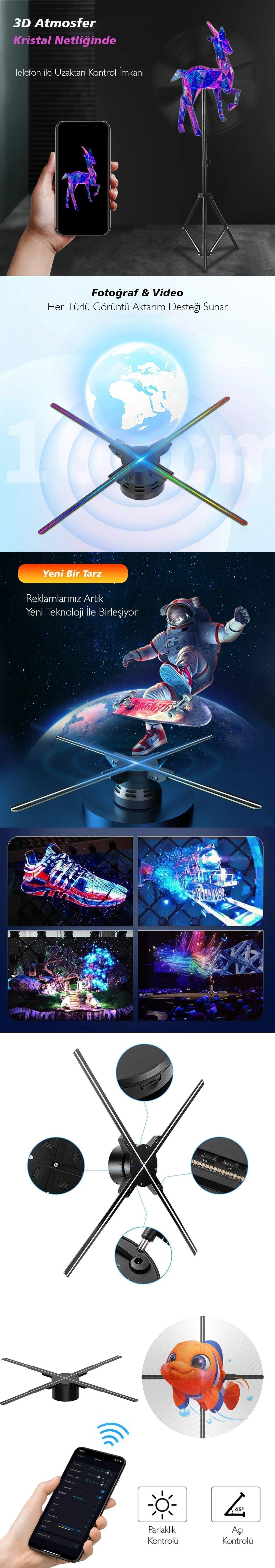 Hello Z7H 3D Hologram Fan, gerçek zamanlı 3D hologram görüntüleyici