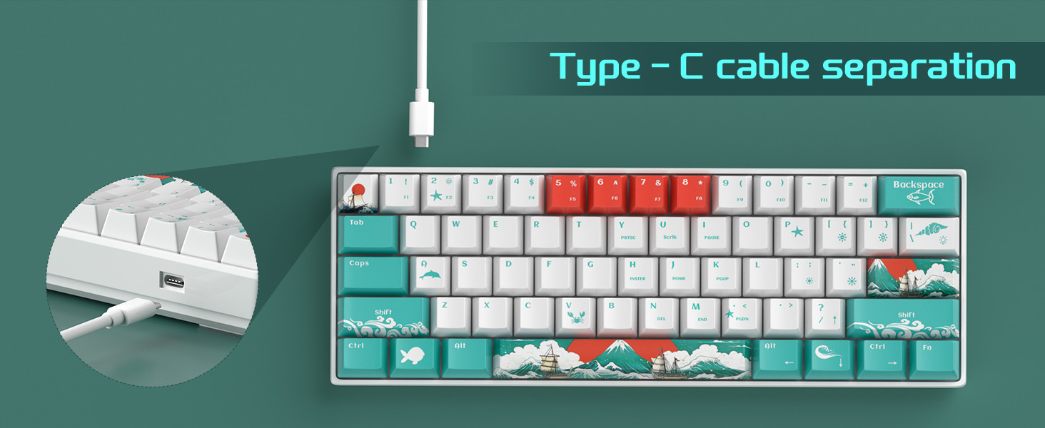 MageGee Star61 Waves %60 Hot-Swap Mekanik Beyaz Gaming Klavye