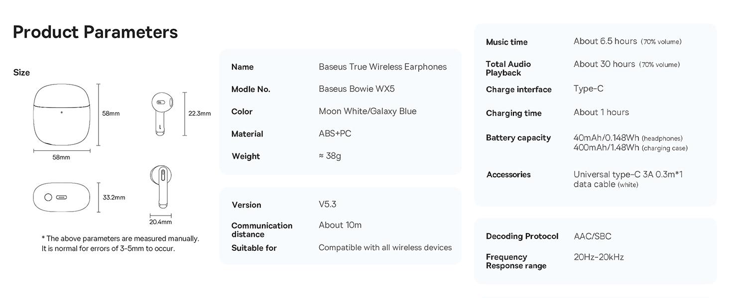 Baseus Bowie WX5 True Wireless Earphones