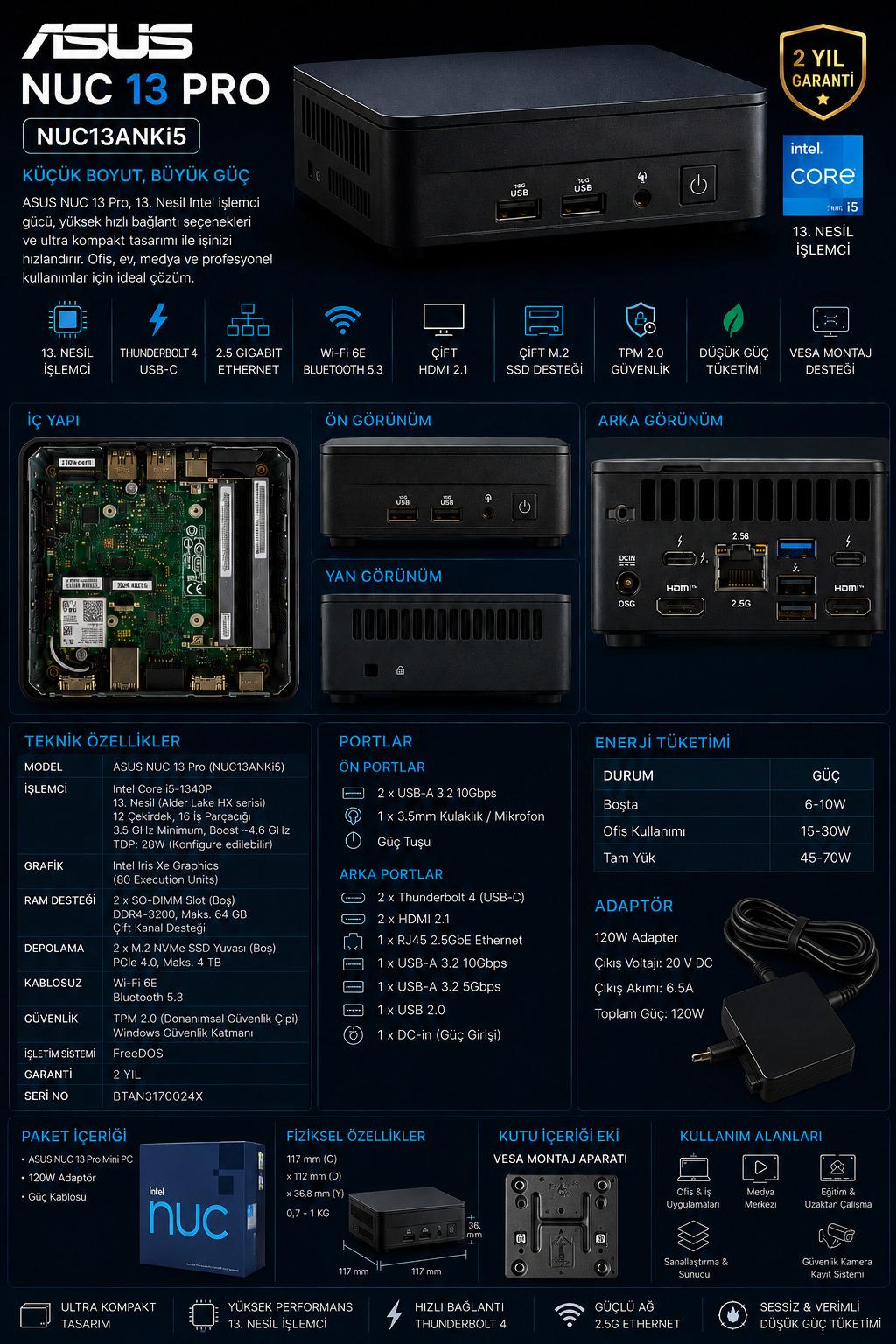 ASUS NUC13 Pro Teknik Özellikler