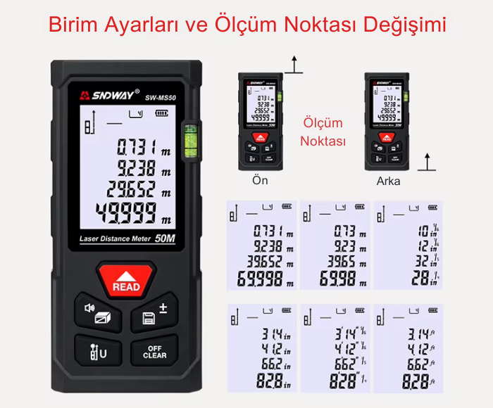 50 metre lazermetre ölçüm noktası