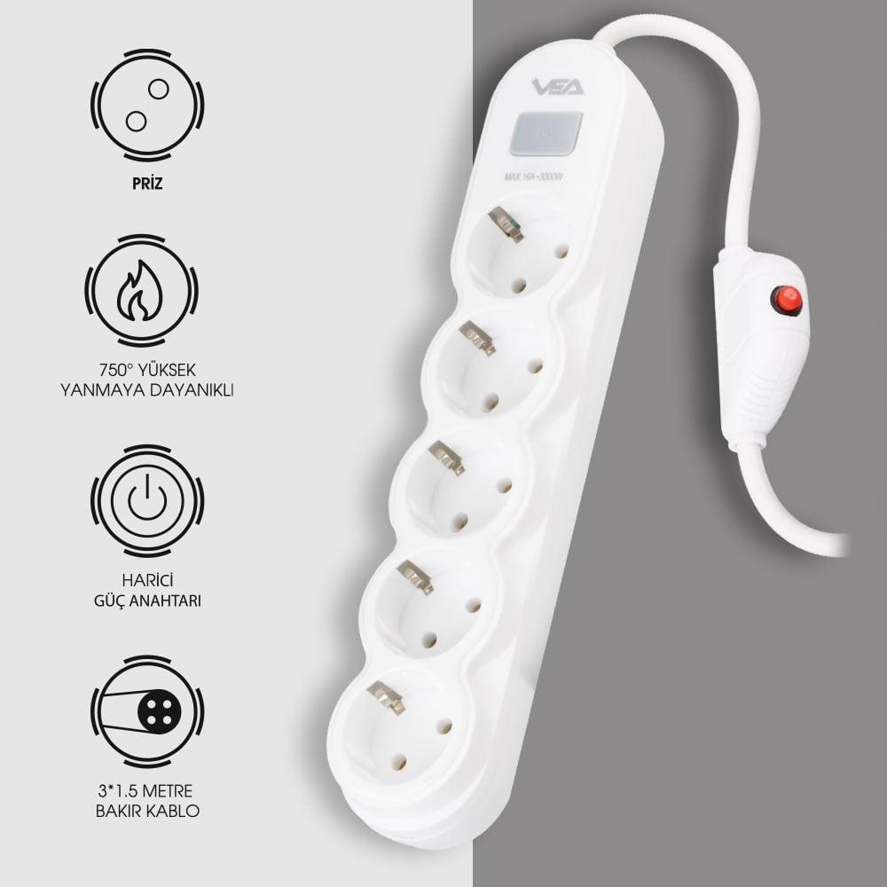 Vea VA-21569 Akım Korumalı Priz Özellikleri