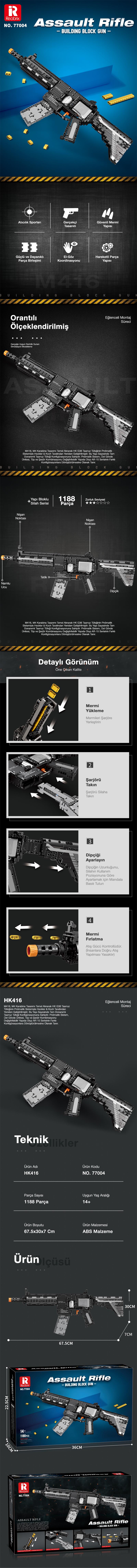 Reobrix Assault Rifle M416 77004 Brick Yapım Seti