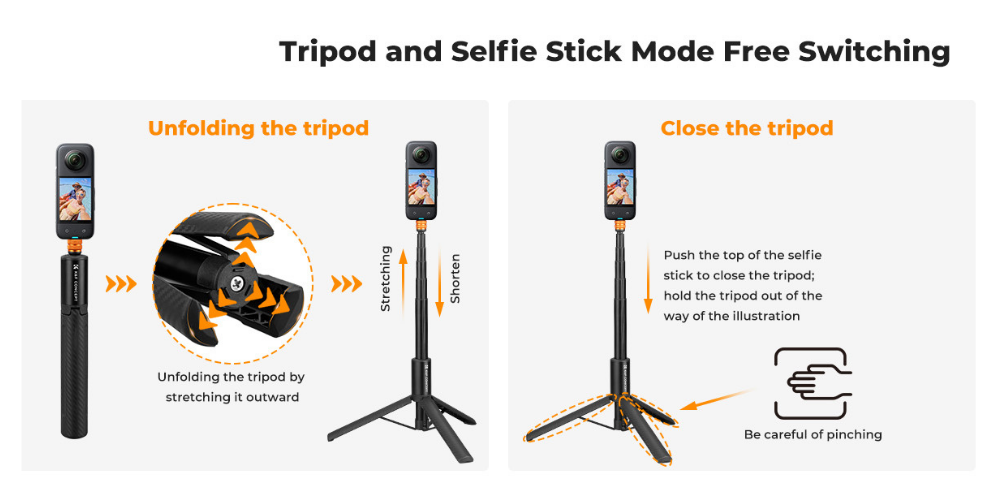 K&F Concept Görünmez Selfie Çubuğu & Tripod (120cm)
