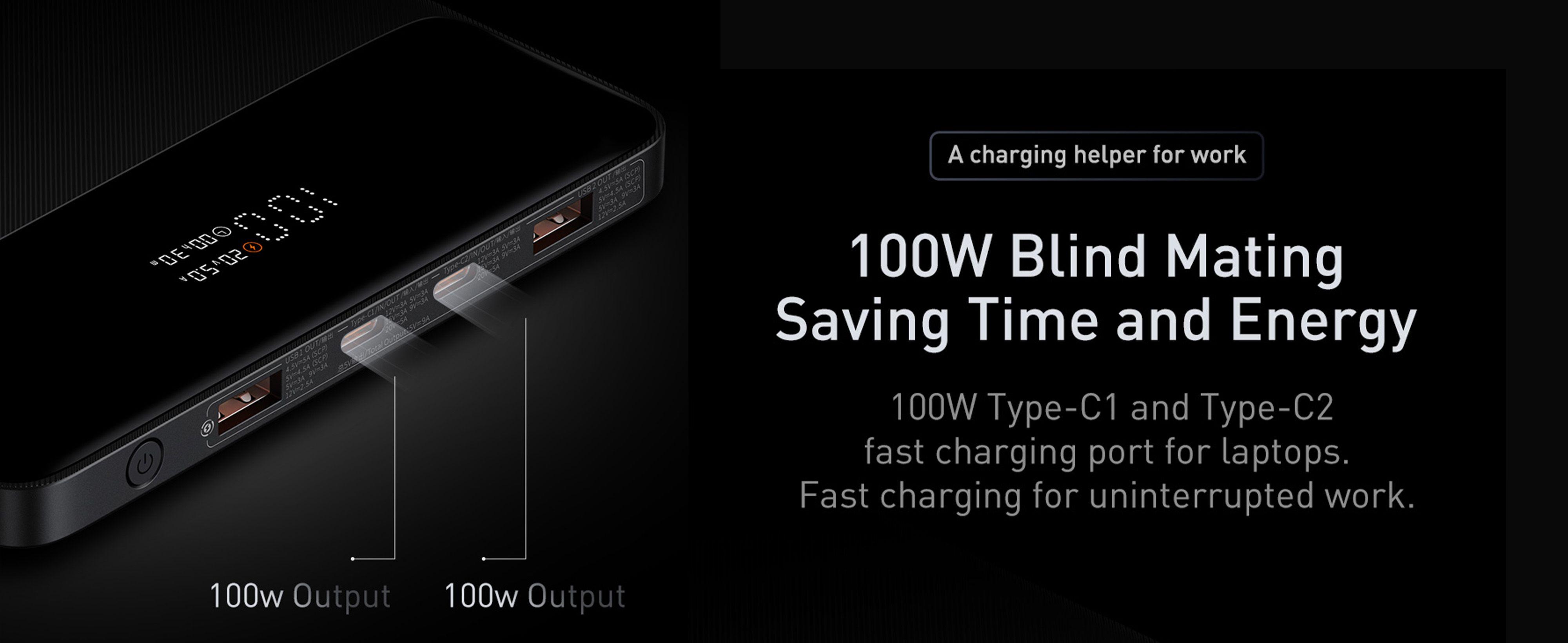 Baseus Blade 100W Power Bank 20000mAh Type C PD Fast Charging Powerbank Portable External Battery Charger for Notebook