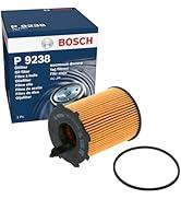 Metin 'BOSCH P 9238' dir. Silindirik turuncu renkli yağ filtresi kartuşu, siyah uç kapaklı ve kauçuk O halka contalı, perakende ambalajında resmedilmiştir.