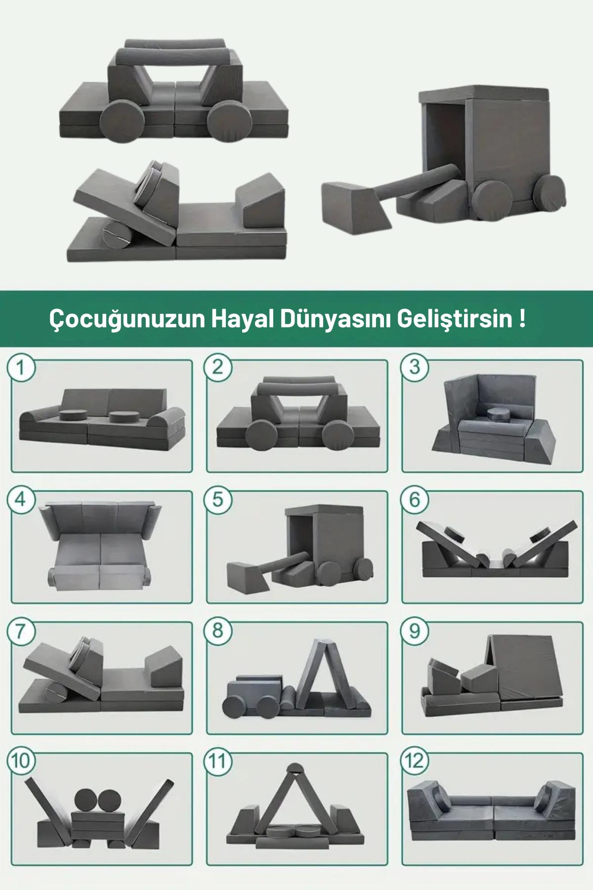 Dizanor 10 Parça Lego Modüler Bebek ve Çocuk 2'li Koltuğu