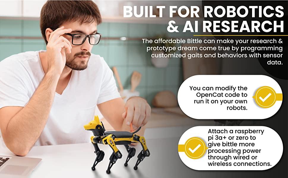 Dört ayaklı DIY robotik robot kiti robo köpek programlanabilir kodlama programlama açık kaynak ai geek çocuklar